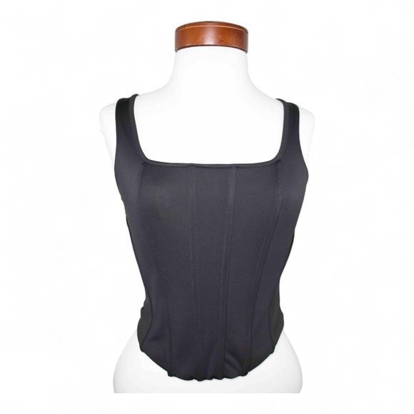 Express Tops - Express -‎ Black Corset Tank Top - XS Body Contour Y2K Edgy Grunge Streetwear